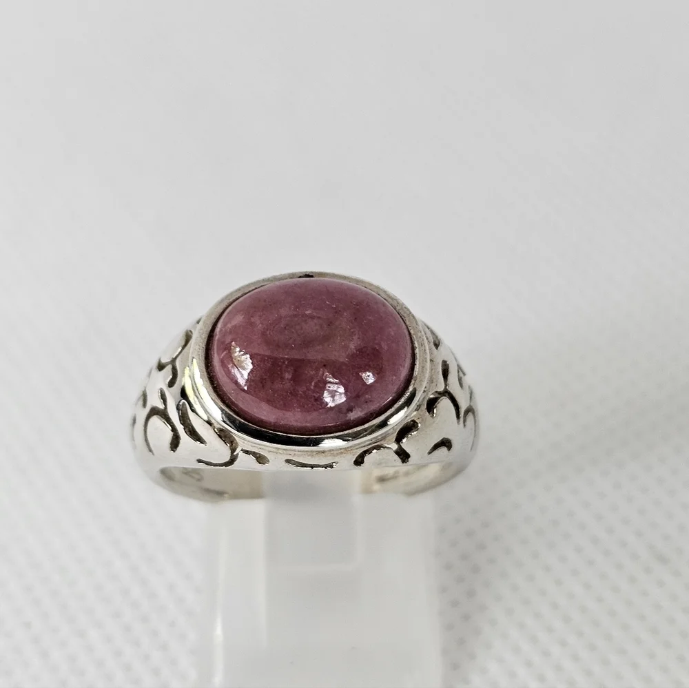 Vintage Natural Rhodochrosite Ring Sterling Silver Size 8! - Picture 9 of 11